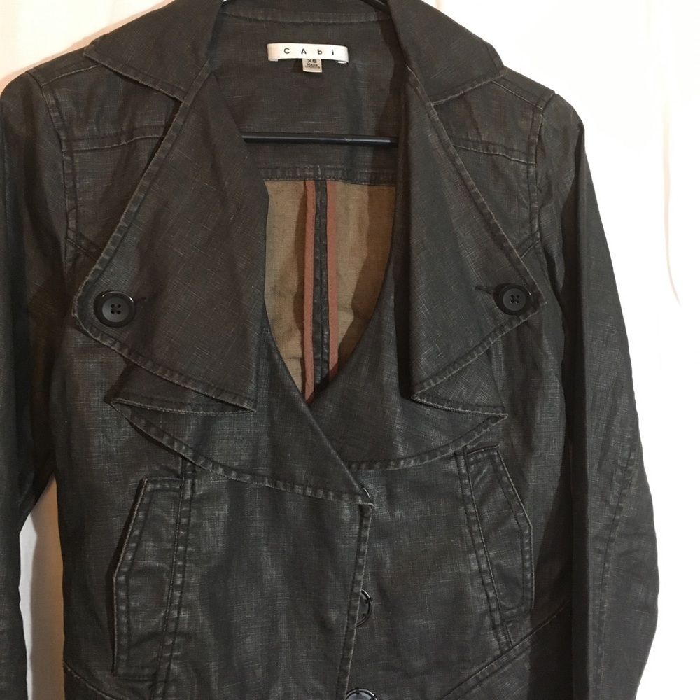 Cabi Linen Cropped Denim Ruffled Jacket - Picture 2 of 8